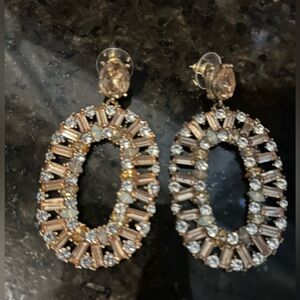 Rhinestone Oval Earrings